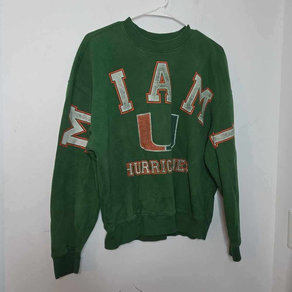 Hollister Blue 84 Miami Hurricanes Boxy Fit Sweatshirt Green Mens Small NCAA